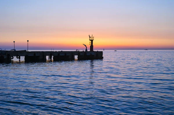 Night at sea pier — Stock Photo, Image