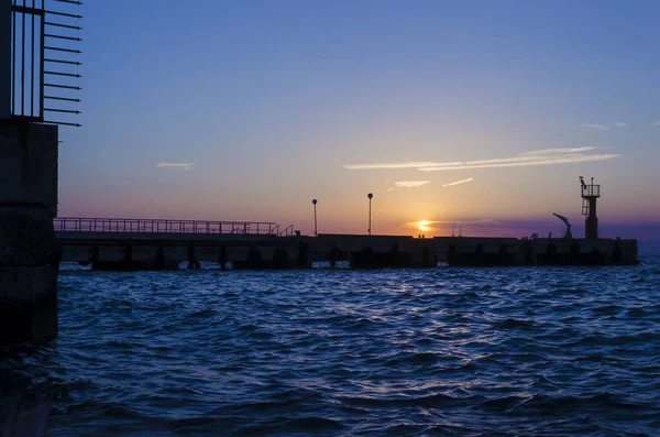 Night at sea pier — Stock Photo, Image