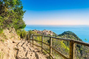 Corniglia, Cinque Terre, İtalya - Uçurumun kıyısındaki güzel köye doğru yürüyüş yolu