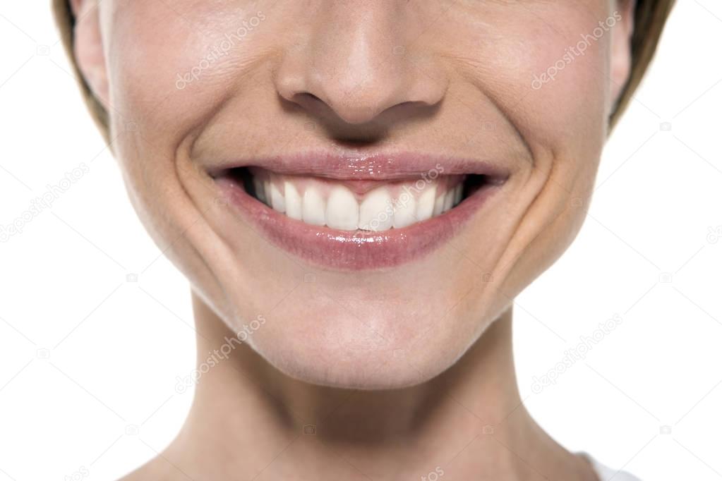 Happy woman smiling - macro