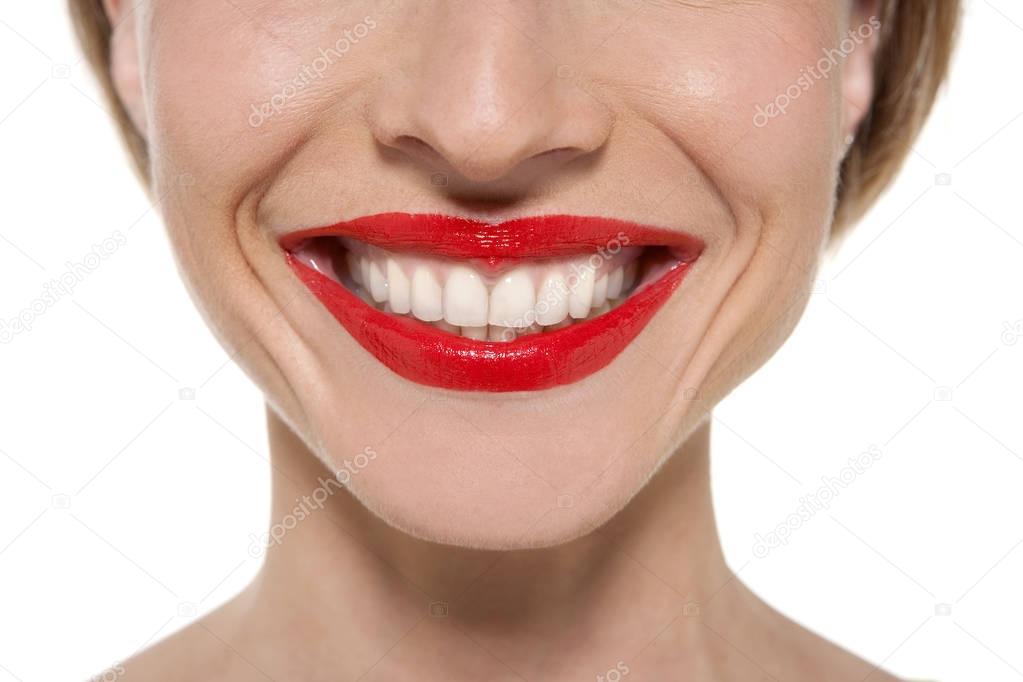 Happy woman with toothy smile