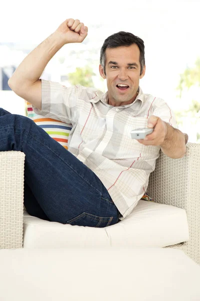 Middle aged man at home — Stock Photo, Image