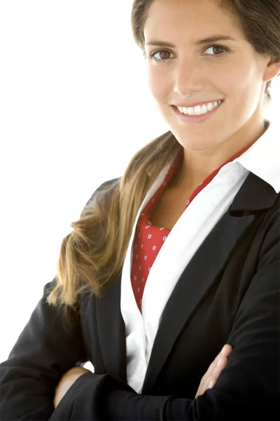 Portret van een jonge zakenvrouw op werkplek — Stockfoto
