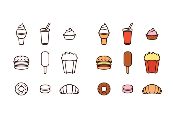 Set of fast food icons — Stock Vector