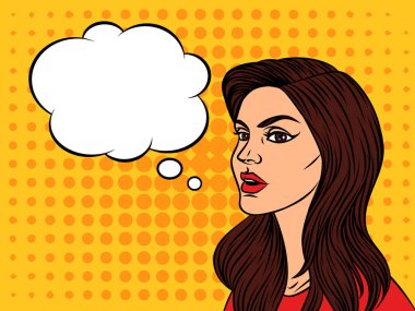 Koyu saçlı genç güzel kadın bir şey söylemek istiyor.