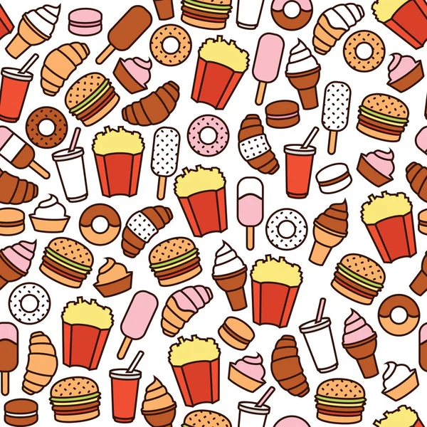 Seamless vector pattern of fast food