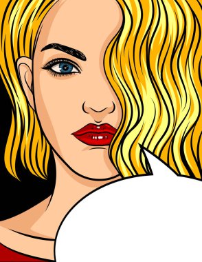 Color vector illustration of a portrait of a girl. The face of a beautiful girl with medium-length blonde hair. Modern young girl with hair styling and makeup with red lips. The girl thinks. vector Color vector illustration of a portrait of a girl. The face of a beautiful girl with medium-length blonde hair. Modern young girl with hair styling and makeup with red lips. The girl thinks. vector