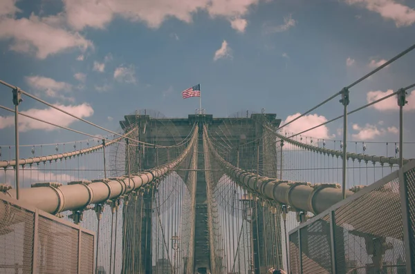 纽约, 布鲁克林大桥, 复古风格 — 图库照片