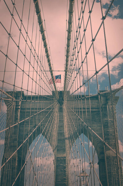 New York, Brooklyn bridge,vintage style, details