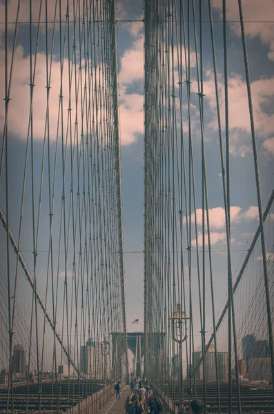 Nueva York, puente de Brooklyn, estilo vintage — Foto de Stock