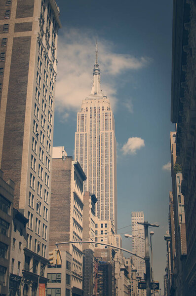 New York the Empire State Building in Manhattan in vintage style