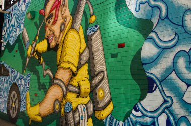 New York - 18 Eylül 2016: Duvar resimleri Manhatta sokaklarında