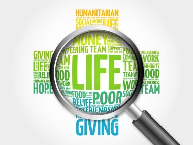 Büyüteç ile hayat kelime bulutu