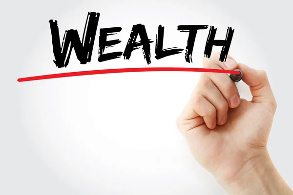 Hand writing WEALTH with marker — Stock Photo, Image