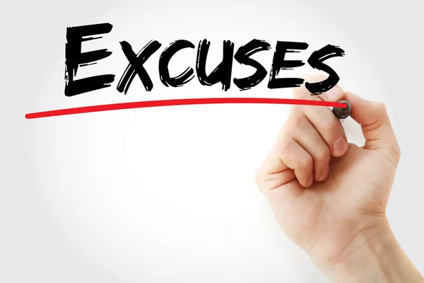 Hand writing Excuses with marker — Stock Photo, Image