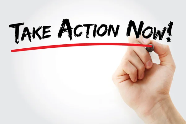 Hand writing Take Action Now with marker — Stock Photo, Image