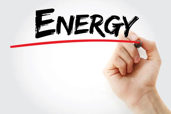 Hand writing Energy with marker — Stock Photo, Image