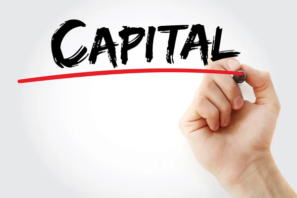 Handschrift des Kapitals mit Marker — Stockfoto