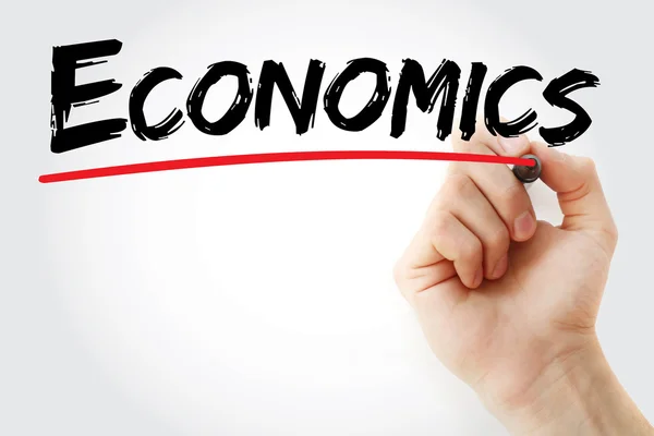 Handschrift der Ökonomie mit Marker — Stockfoto