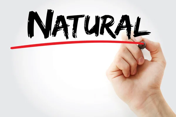 Hand writing NATURAL with marker — Stock Photo, Image