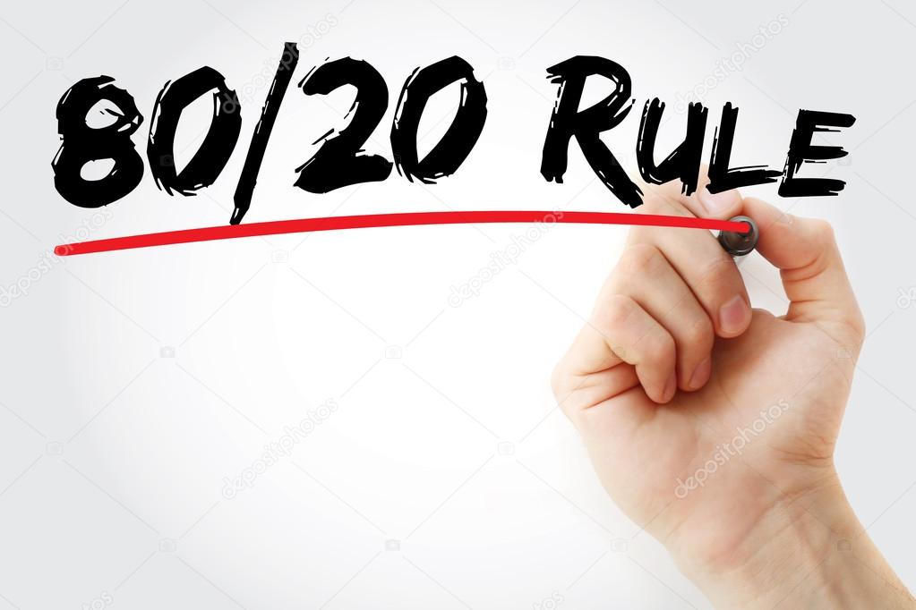 Hand writing 80 20 Rule with marker