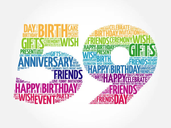 Happy 59th birthday word cloud — Stock Vector