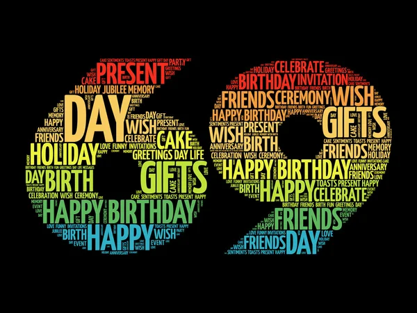 Happy 69th birthday word cloud — Stock Vector