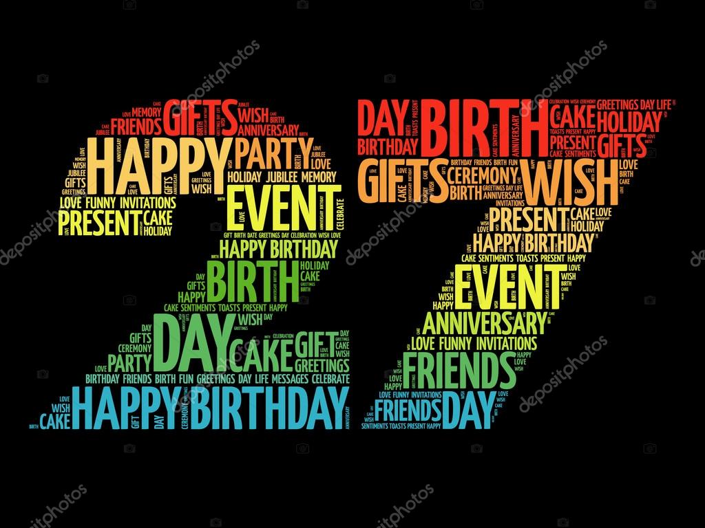 Happy 27th birthday word cloud Stock Vector Image by ©dizanna #125726962