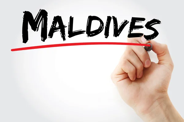 Escritura a mano Maldivas con marcador — Foto de Stock