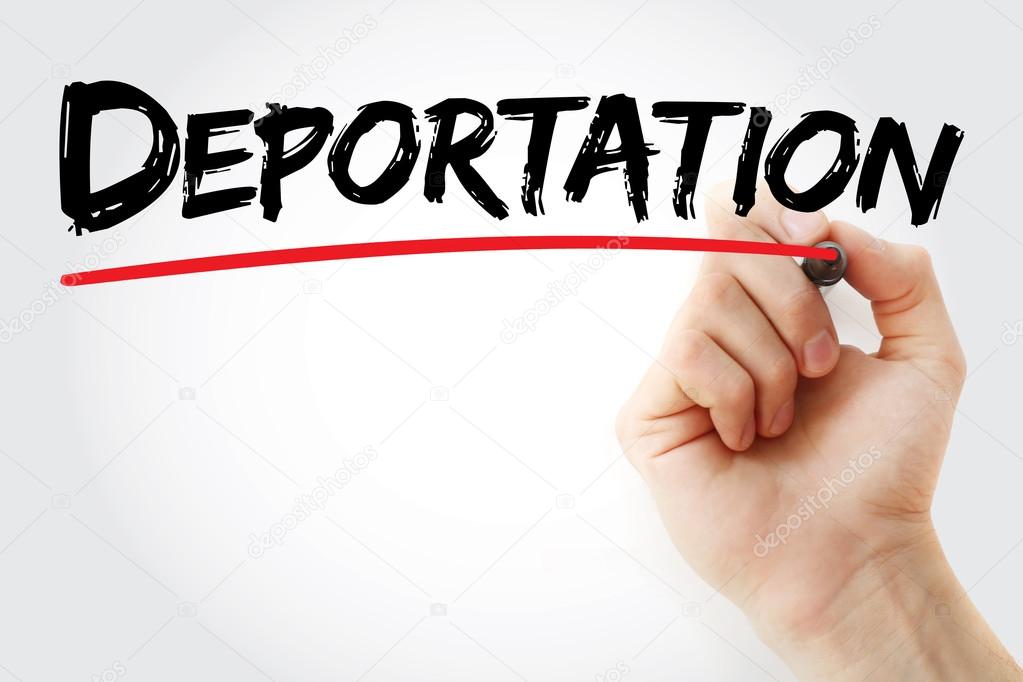 Hand writing Deportation with marker