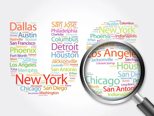 US letters with cities names words cloud — Stock Photo, Image