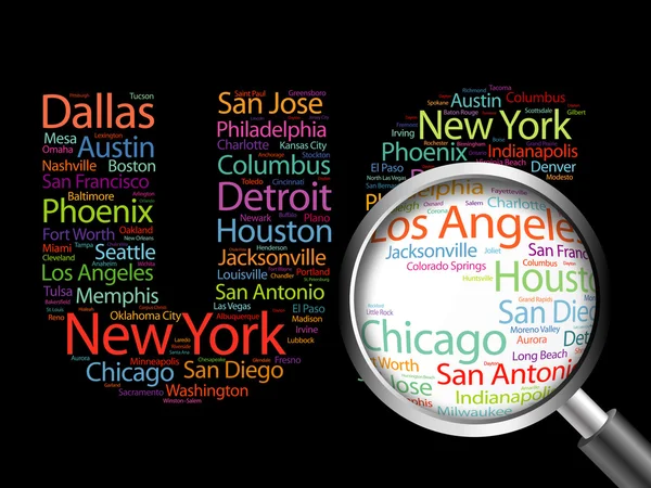 Американские буквы с названиями городов — стоковое фото