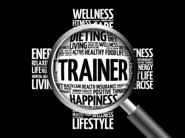 Büyüteç ile eğitmen kelime bulutu