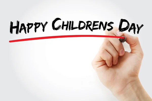 Hand schrijven Happy Childrens Day — Stockfoto