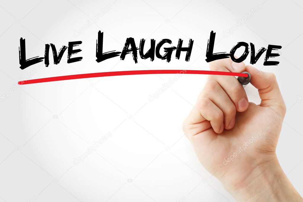 Hand writing Live Laugh Love with marker