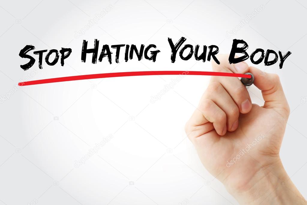 Hand writing Stop Hating Your Body