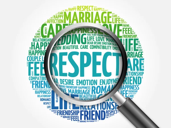 Respect word cloud with magnifying glass — Stock Photo, Image