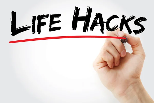 Escritura a mano Life Hacks con marcador — Foto de Stock