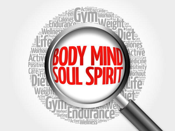 Senior health word cloud with magnifying glass