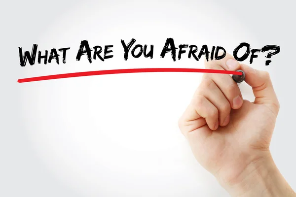 Hand writing What Are You Afraid Of? — Stock Photo, Image