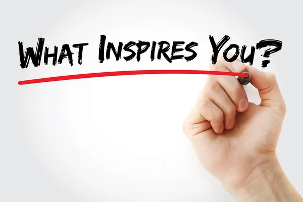 Kézi írás inspirál mit? jelölővel — Stock Fotó