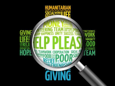 Lütfen kelime bulutu büyüteç ile yardım