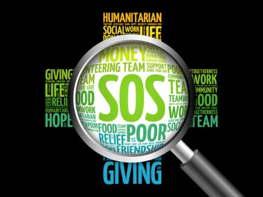 Büyüteç ile sos kelime bulutu