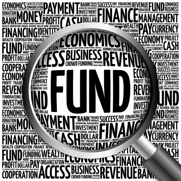 FUND word cloud with magnifying glass — Stock Photo, Image