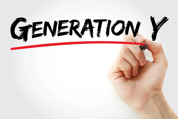 Hand med markör skrivande Generation Y — Stockfoto
