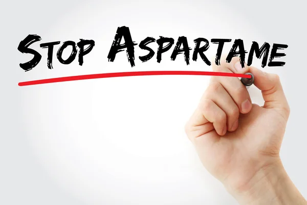 El durdurmak aspartam marker ile yazma — Stok fotoğraf