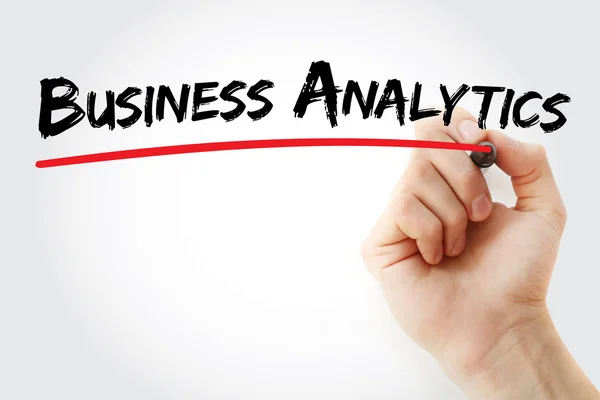 Hand skriva Business Analytics med markör — Stockfoto