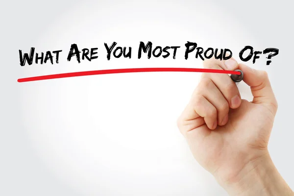 Hand writing What Are You Most Proud Of? — Stock Photo, Image