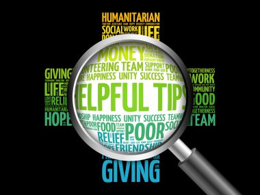 Büyüteç ile yararlı ipuçları kelime bulutu