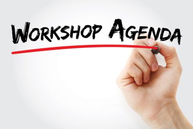 Hand writing Workshop Agenda with marker clipart